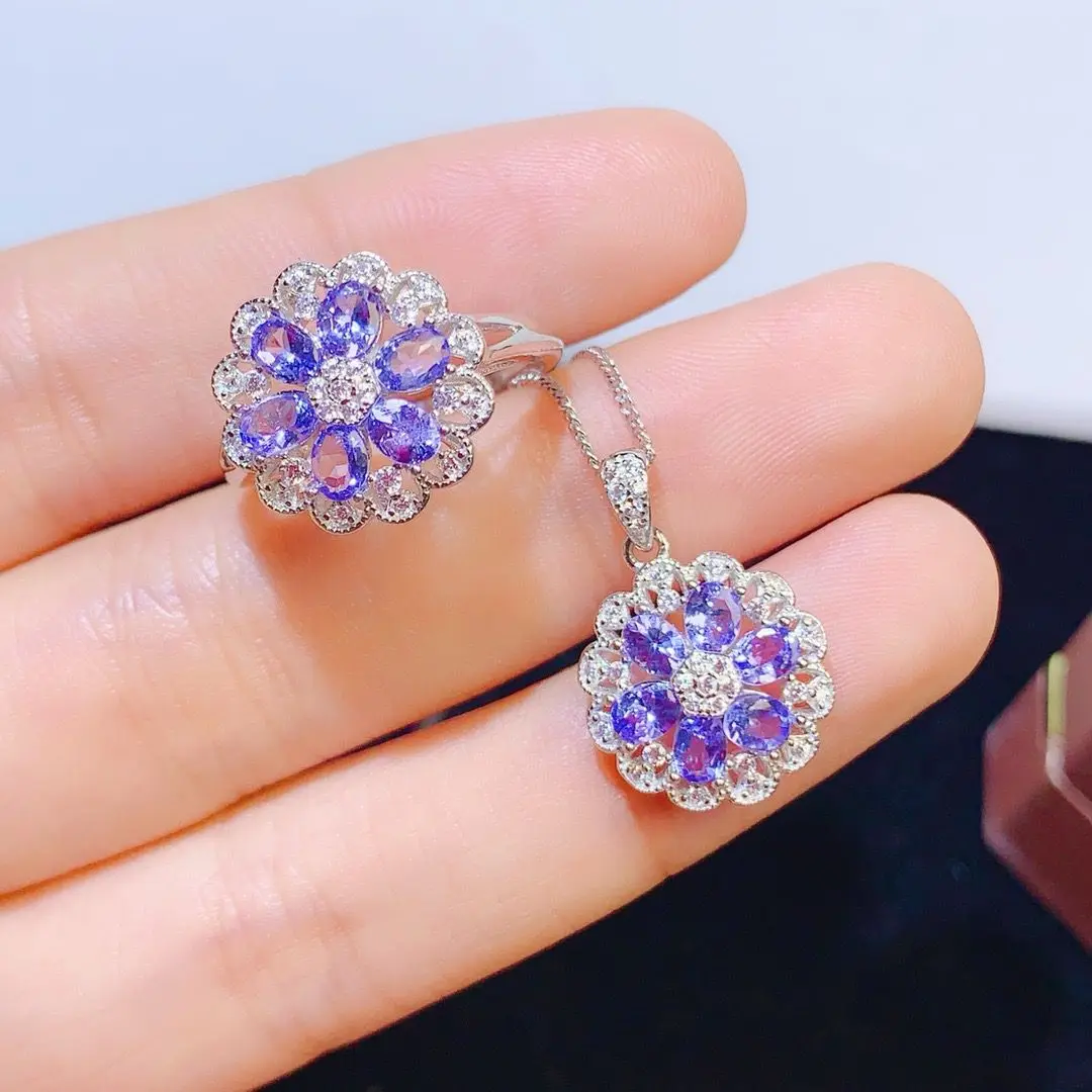 ZECAA Tanzanite Pendant Ring Jewelry Sets For Woman With Natural Tanzanite Gemstone 3*4mm Tanzanite Jewelry Sets Pendant Ring
ZECAA Tanzanite Pendant Ring Jewelry Sets For Woman With Natural Tanzanite Gemstone 3*4mm Tanzanite Jewelry Sets Pendant Ring