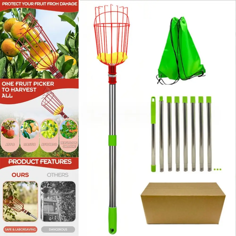 Adjustable Fruit Picker Telescopic Rod Stainless Steel Fruit Collector Catcher Detachable Handle Picking Fruit Tool Garden Tools
Adjustable Fruit Picker Telescopic Rod Stainless Steel Fruit Collector Catcher Detachable Handle Picking Fruit Tool Garden Tools