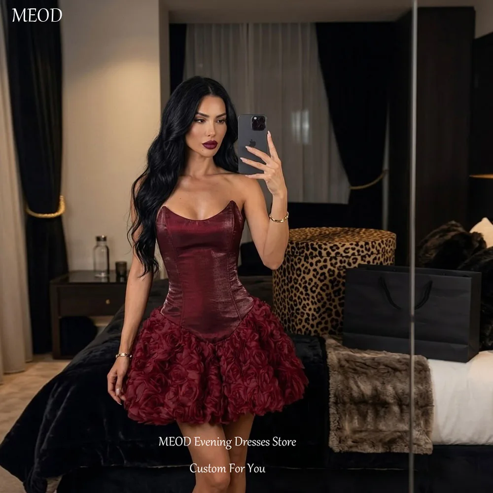 MEOD Burgundy Sweetheart Mini Women's Prom Dress Sleeveless Birthday Dresses 3D Flowers Satin Short Graduation Gown Customized
MEOD Burgundy Sweetheart Mini Women's Prom Dress Sleeveless Birthday Dresses 3D Flowers Satin Short Graduation Gown Customized