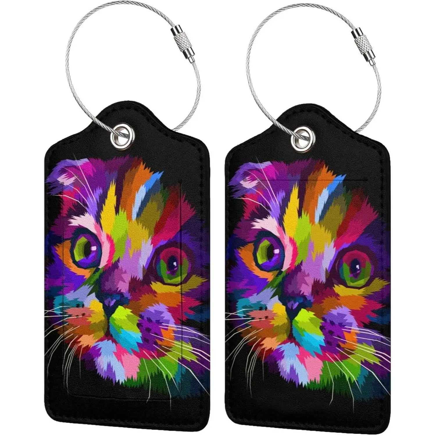 Cute Cat Leather Luggage Tags for Adults Teens 2 Pack Colorful Art Kitten Animal Travel Bag Suitcase Labels with Stainless Steel
Cute Cat Leather Luggage Tags for Adults Teens 2 Pack Colorful Art Kitten Animal Travel Bag Suitcase Labels with Stainless Steel