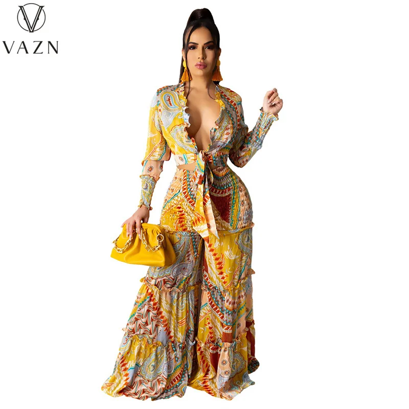 2021 INS Beach V-neck Colorful Print Special Holiday Street Style Sexy 2 Piece Set Loose Women Top And Pant Summer
2021 INS Beach V-neck Colorful Print Special Holiday Street Style Sexy 2 Piece Set Loose Women Top And Pant Summer