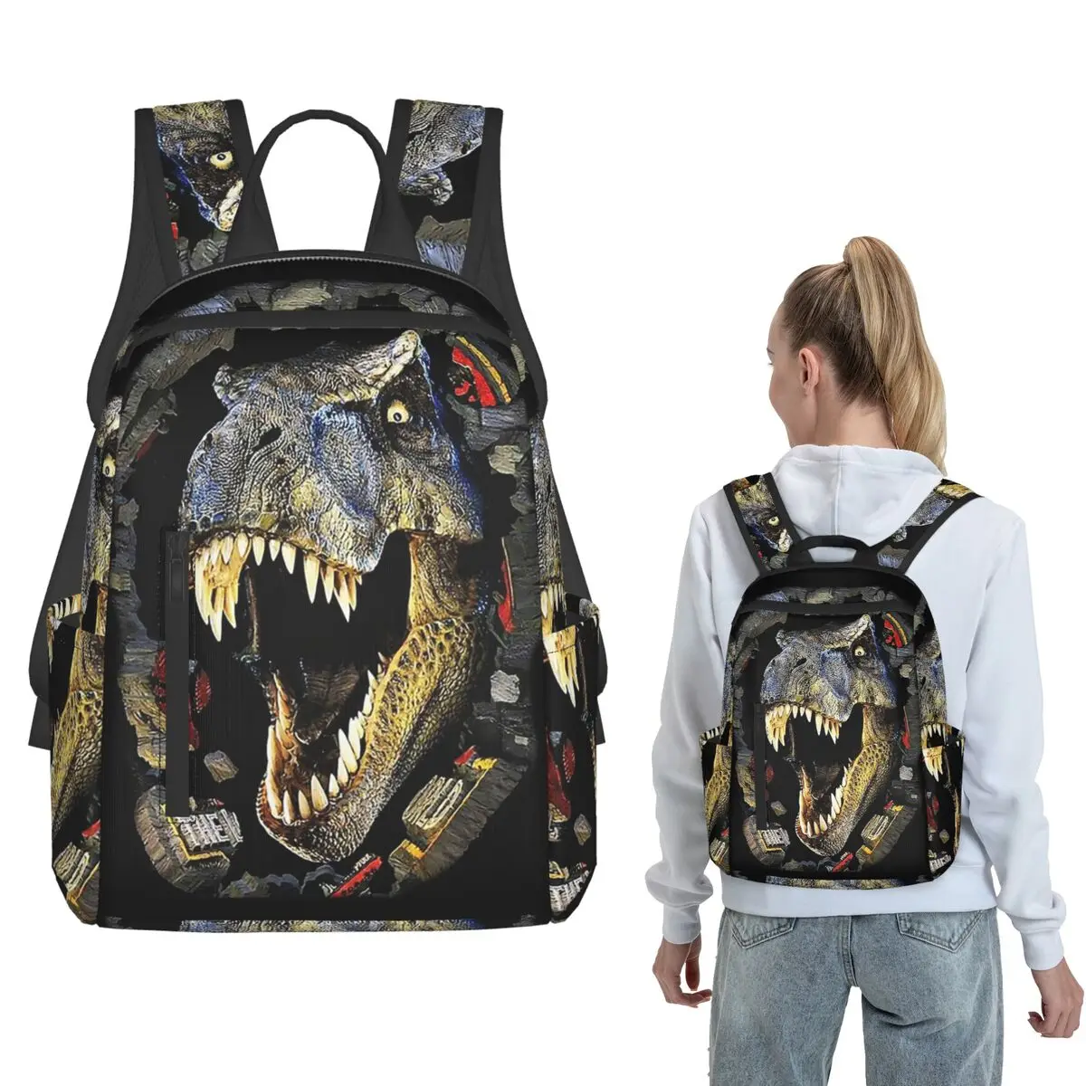 Dinosaur Rushed Out Of The Wall Backpack Large Capacity Kids BookBag School Bag Shoulder Bags for Men Women
Dinosaur Rushed Out Of The Wall Backpack Large Capacity Kids BookBag School Bag Shoulder Bags for Men Women