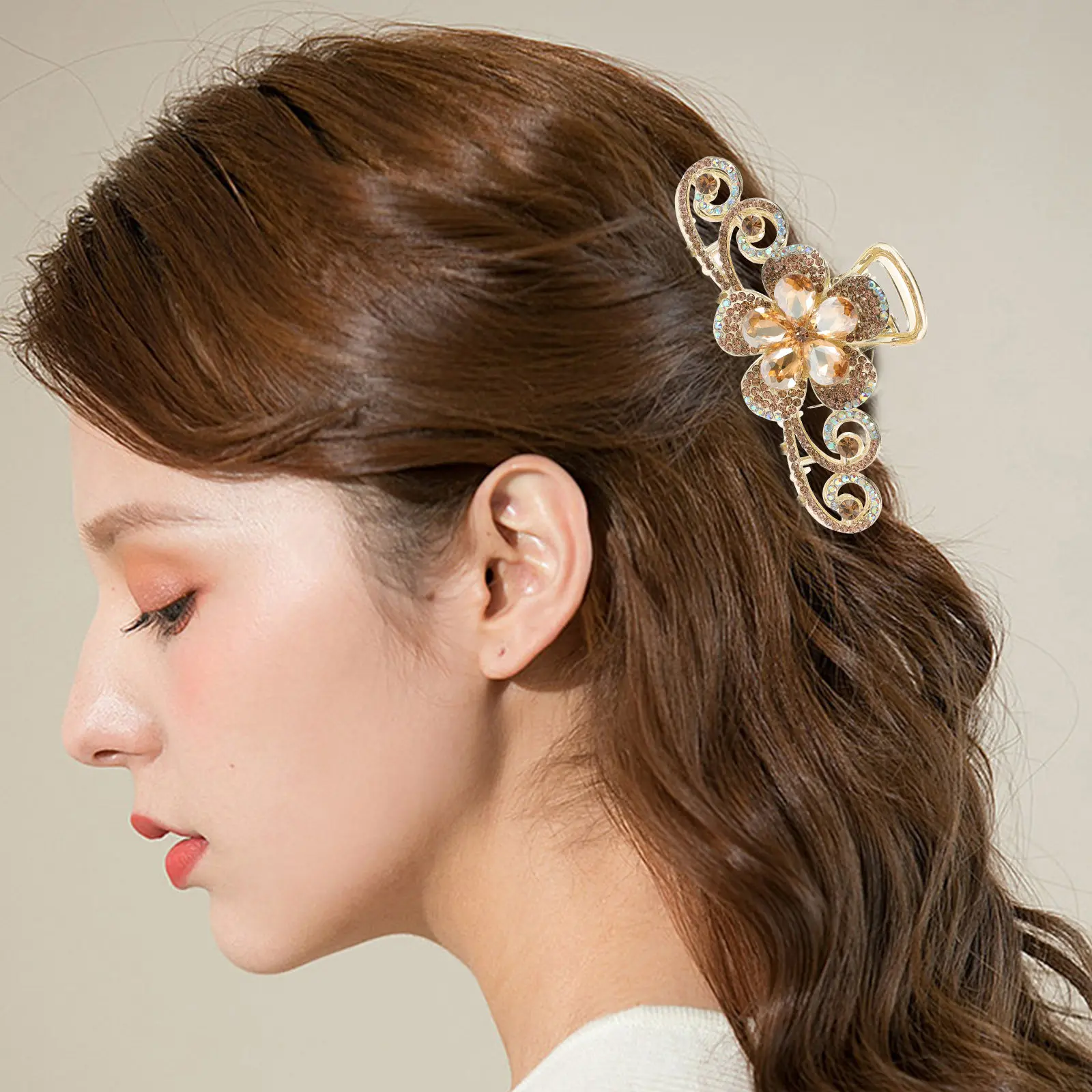 Large Rhinestone Flower Claw Clip Alloy Jaw Hair Clip for Women Girls Secure Grip Updo Ponytail Braid Hair Accessory Decor
Large Rhinestone Flower Claw Clip Alloy Jaw Hair Clip for Women Girls Secure Grip Updo Ponytail Braid Hair Accessory Decor