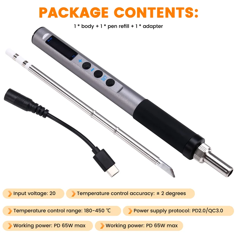 A01F-65W CNC Metal Body Temperature Adjustable Solder Welding Station Fast Heating Portable Soldering Iron
A01F-65W CNC Metal Body Temperature Adjustable Solder Welding Station Fast Heating Portable Soldering Iron