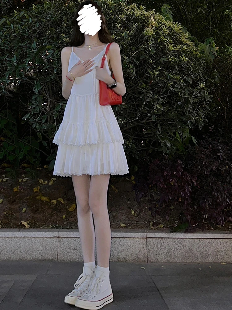 Pure Desire Milk Sweet White Strap Dress Women's Waist Slimming Short Skirt Spring Summer French Style High Waist Short Dress
Pure Desire Milk Sweet White Strap Dress Women's Waist Slimming Short Skirt Spring Summer French Style High Waist Short Dress