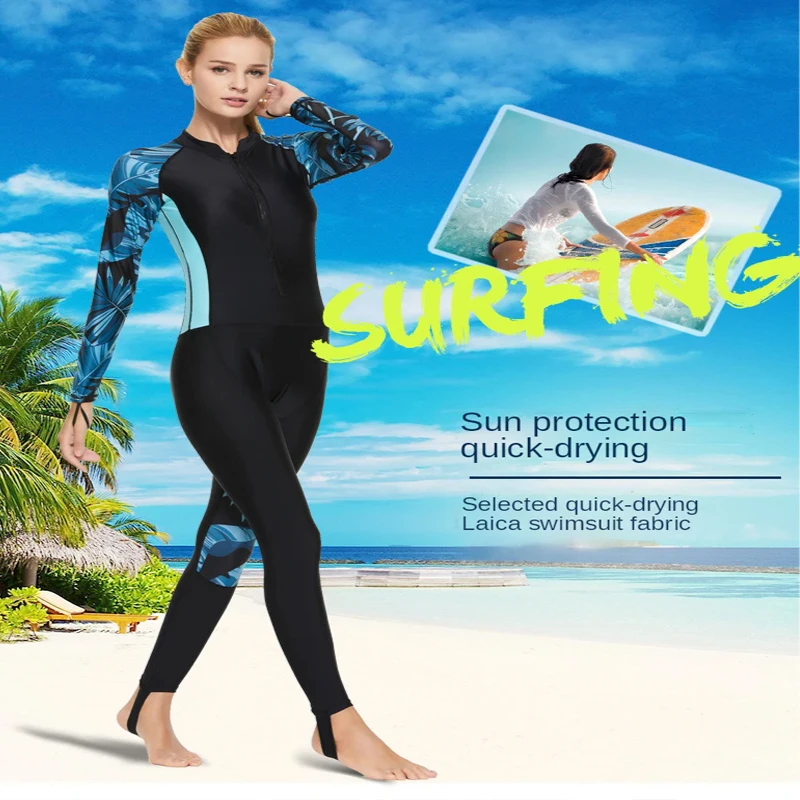 Quick Dry Women's One Piece Wetsuit Long Sleeve Slimming Swimwear for Snorkeling Surfing with Anti-Ride-Up Heel Design
Quick Dry Women's One Piece Wetsuit Long Sleeve Slimming Swimwear for Snorkeling Surfing with Anti-Ride-Up Heel Design