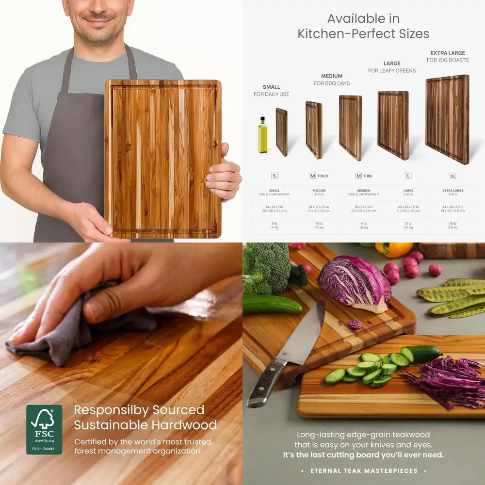 Wood Carving and Cutting Board Set with Juice Groove, Food Grade Mineral Oil, Knife-Friendly, FSC Certified
Wood Carving and Cutting Board Set with Juice Groove, Food Grade Mineral Oil, Knife-Friendly, FSC Certified
