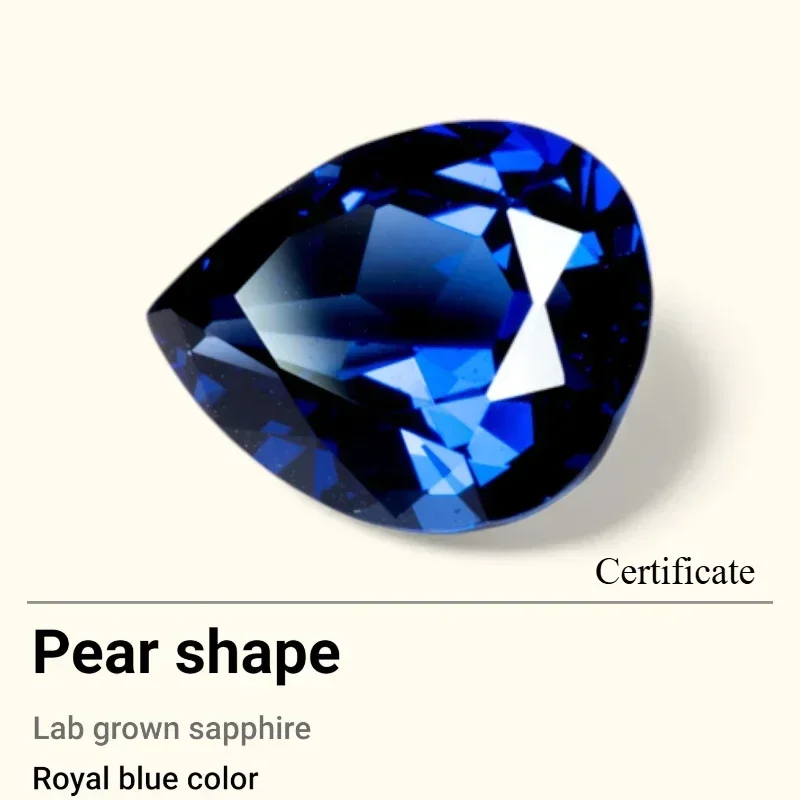 Sapphire Lab Grown Stone Pear Shape Royal Blue Color DIY Ring Necklace Earrings Main Materials Certificate Factory Wholesale
Sapphire Lab Grown Stone Pear Shape Royal Blue Color DIY Ring Necklace Earrings Main Materials Certificate Factory Wholesale