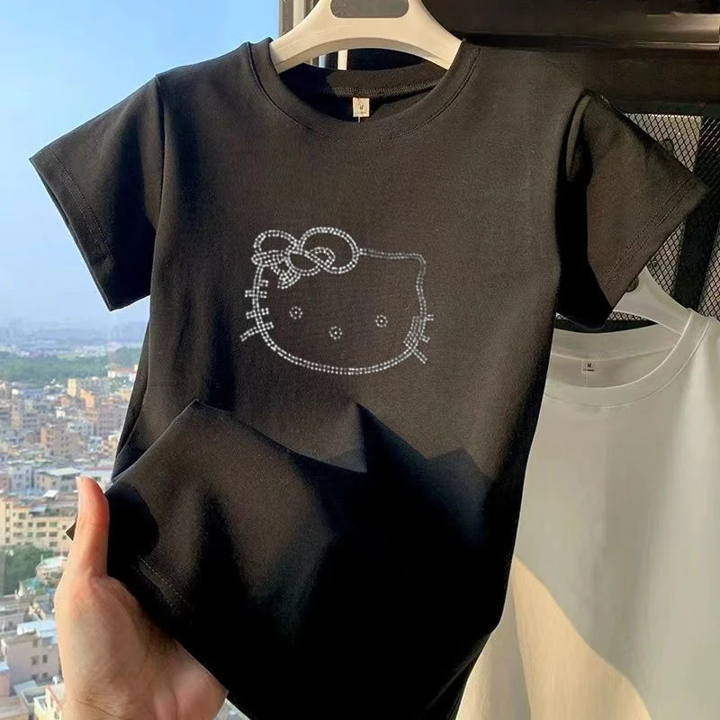 Sanrio Hello Kitty American Style Rhinestone Cute T-shirt Short Sleeved Slimming Y2k Spicy Girl Tees Summer New Trendy Top Gift
Sanrio Hello Kitty American Style Rhinestone Cute T-shirt Short Sleeved Slimming Y2k Spicy Girl Tees Summer New Trendy Top Gift