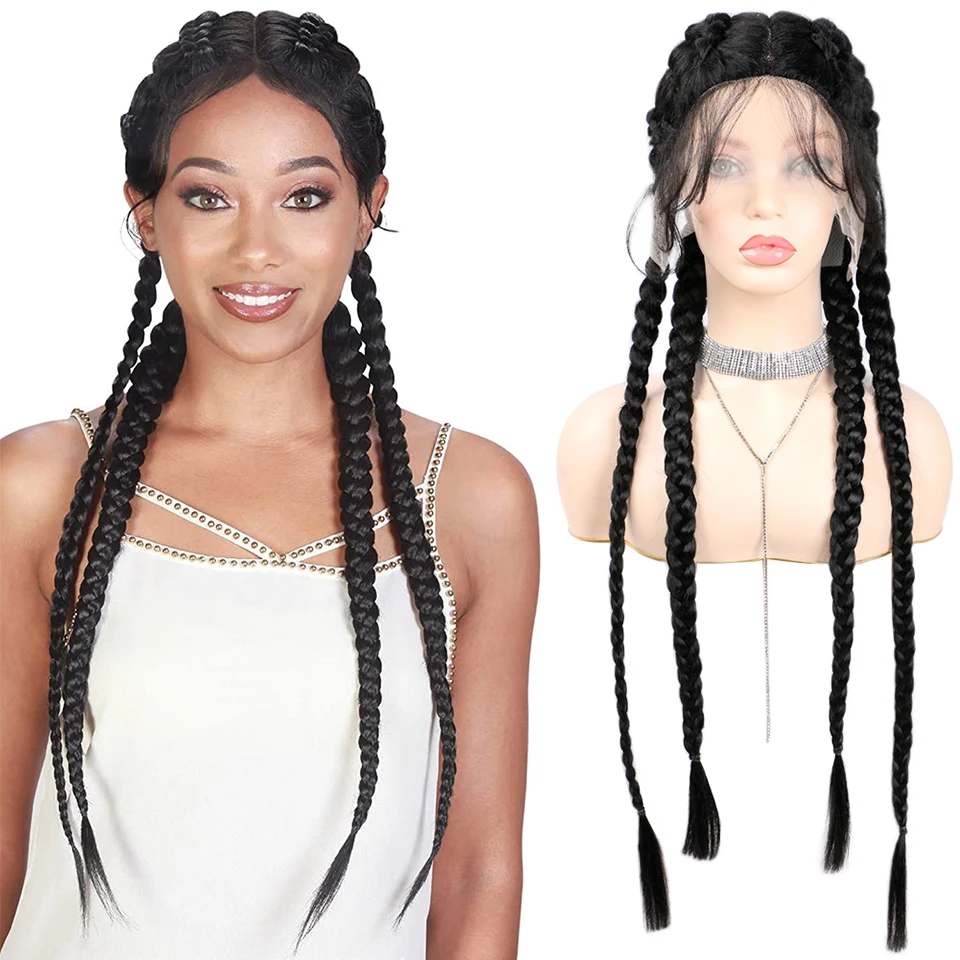 Synthetic Lace Braid Wigs for Black Women 32Inch Knotless Box Braid Wig with Baby Hair Handmade Lace Front Wig Daily Use
Synthetic Lace Braid Wigs for Black Women 32Inch Knotless Box Braid Wig with Baby Hair Handmade Lace Front Wig Daily Use