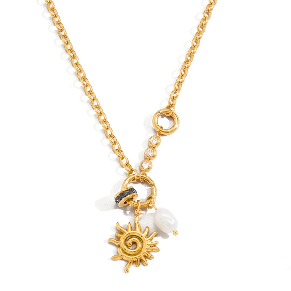 Classic Sun Freshwater Pearl Crystal Bead Pendant Necklace For Women Elegant 18K Gold Plated Stainless Steel Necklace
Classic Sun Freshwater Pearl Crystal Bead Pendant Necklace For Women Elegant 18K Gold Plated Stainless Steel Necklace