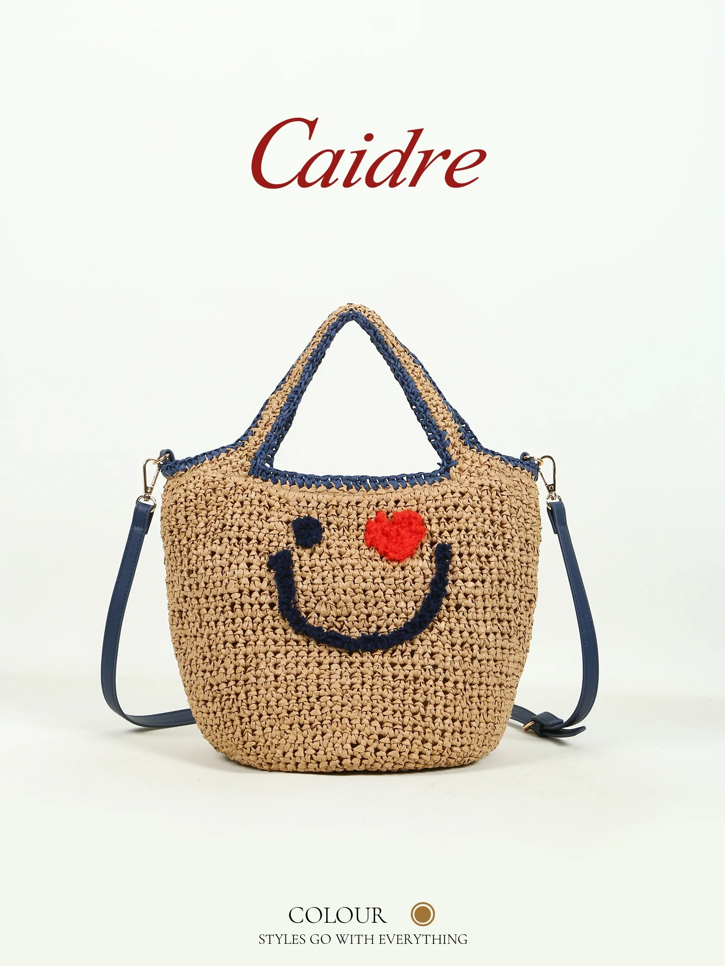 Caidre Large Capacity Woven Straw Tote Bag Single Shoulder Handbag Women's Summer Vacation Happy Face Basket Handbag
Caidre Large Capacity Woven Straw Tote Bag Single Shoulder Handbag Women's Summer Vacation Happy Face Basket Handbag