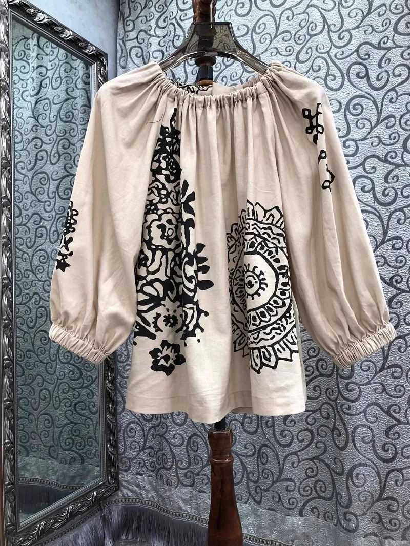 100%Cotton Blouses 2025 Spring Summer Blouses Women Vintage Prints Bow String 3/4 Sleeve Casual Loose Apricot Blouse Female
100%Cotton Blouses 2025 Spring Summer Blouses Women Vintage Prints Bow String 3/4 Sleeve Casual Loose Apricot Blouse Female