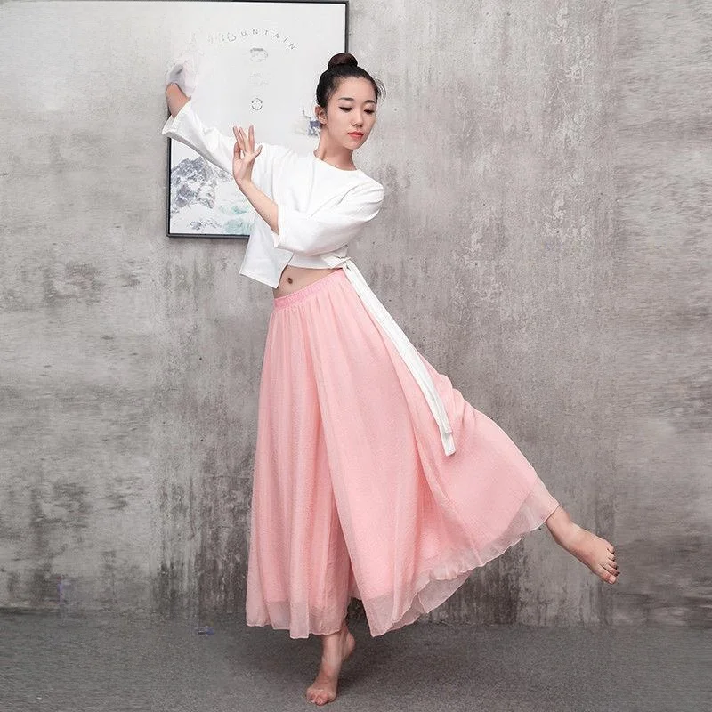 Bla White Chiffon Wide Leg Pants Dance Practice Women's Flowing Yoga Beach Tea Ceremony Pants Versatile T Top Outfit
Bla White Chiffon Wide Leg Pants Dance Practice Women's Flowing Yoga Beach Tea Ceremony Pants Versatile T Top Outfit