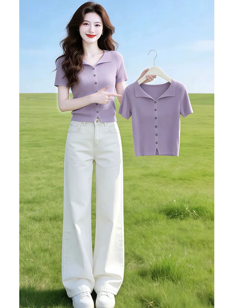 Elegant Purple Neck Knitted Sweater for Women Stylish Casual Loose Fit Short Sleeve Mid-Thick Knitted Top
Elegant Purple Neck Knitted Sweater for Women Stylish Casual Loose Fit Short Sleeve Mid-Thick Knitted Top