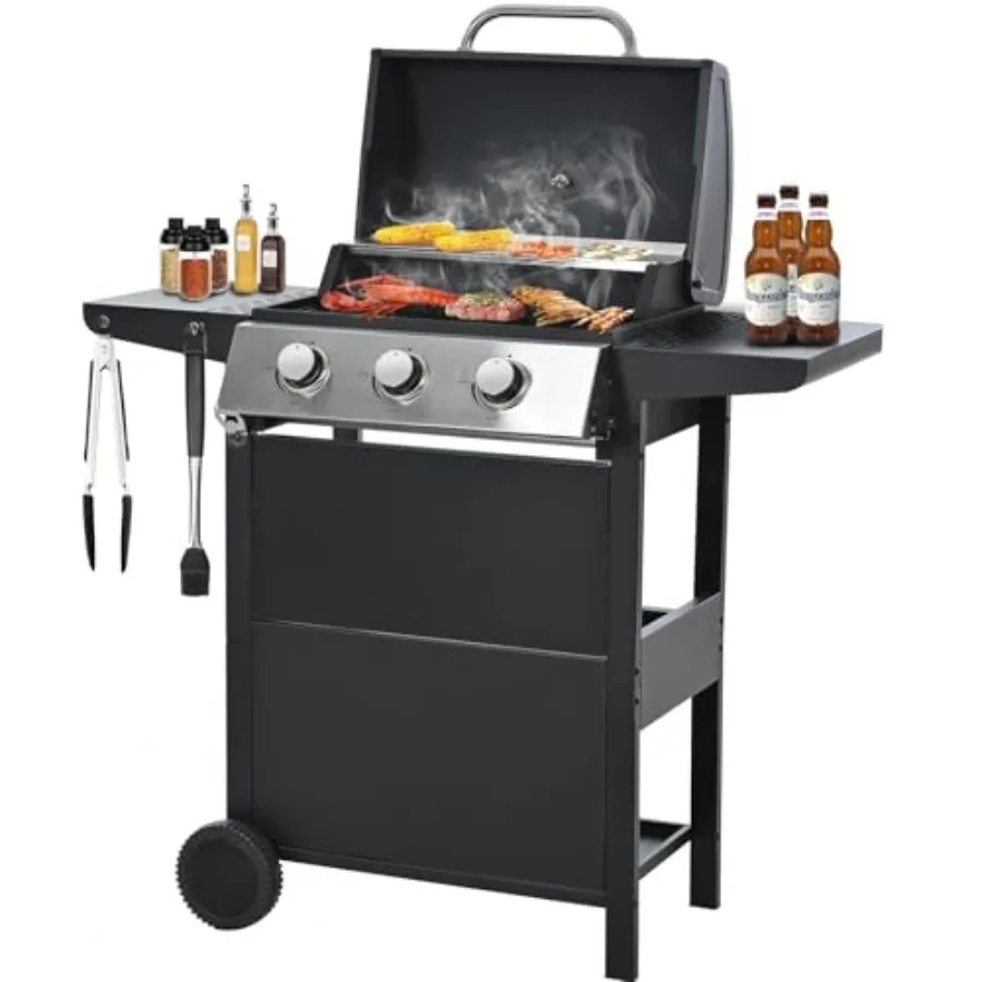 3-Burner Propane Gas Grill 30 000 BTU Stainless Steel Outdoor BBQ Grill with Lid Side Shelves and Wheels for Patio Garden and B
3-Burner Propane Gas Grill 30 000 BTU Stainless Steel Outdoor BBQ Grill with Lid Side Shelves and Wheels for Patio Garden and B