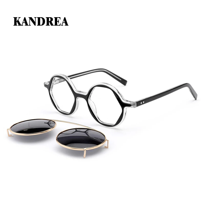 KANDREA Fashion Magnetic Polarized Sunglass Clip on Glasses Retro Polygon Acetate Optical Eyeglasses Frames for Women FG1212G
KANDREA Fashion Magnetic Polarized Sunglass Clip on Glasses Retro Polygon Acetate Optical Eyeglasses Frames for Women FG1212G