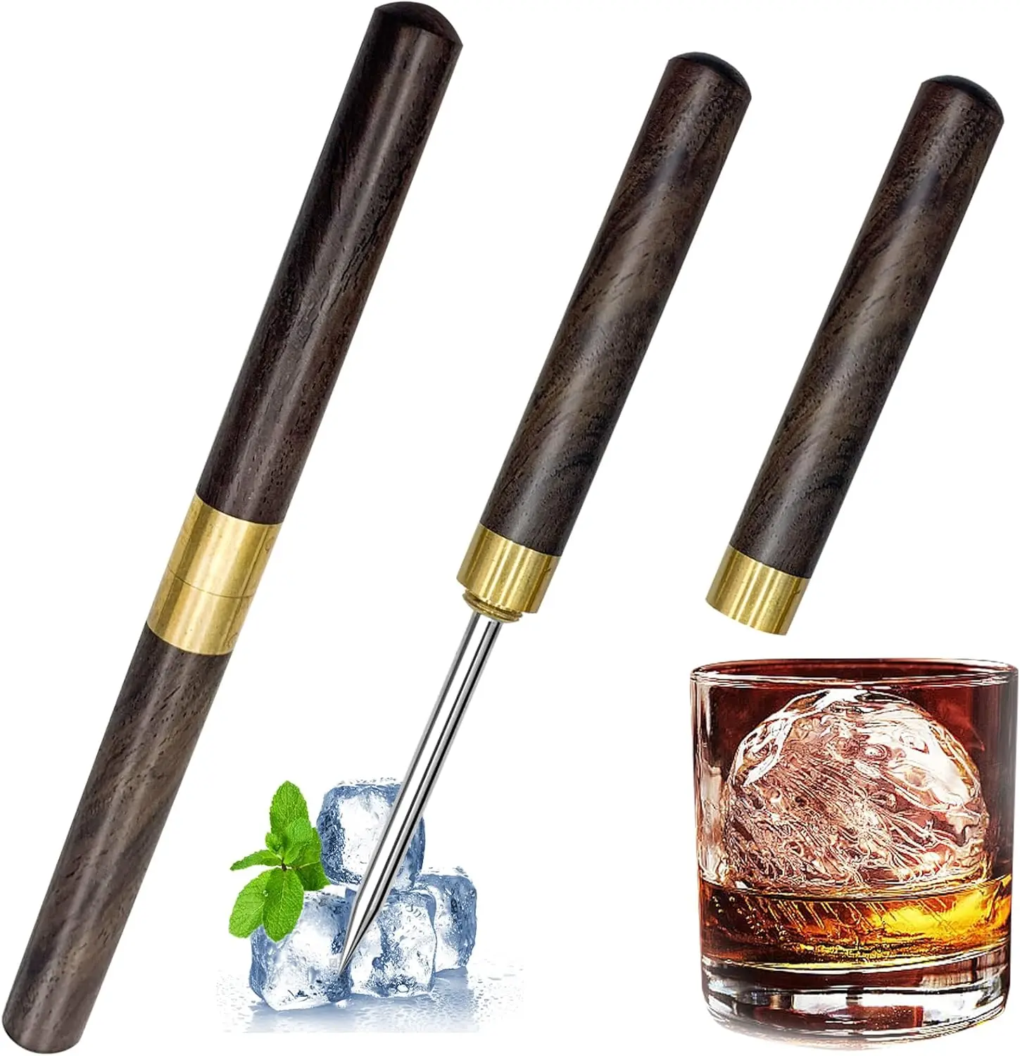 2pcs Ice pick, used for ice breaking, stainless steel ice pick with ebony handle and safety cover, multifunctional ice pick
2pcs Ice pick, used for ice breaking, stainless steel ice pick with ebony handle and safety cover, multifunctional ice pick