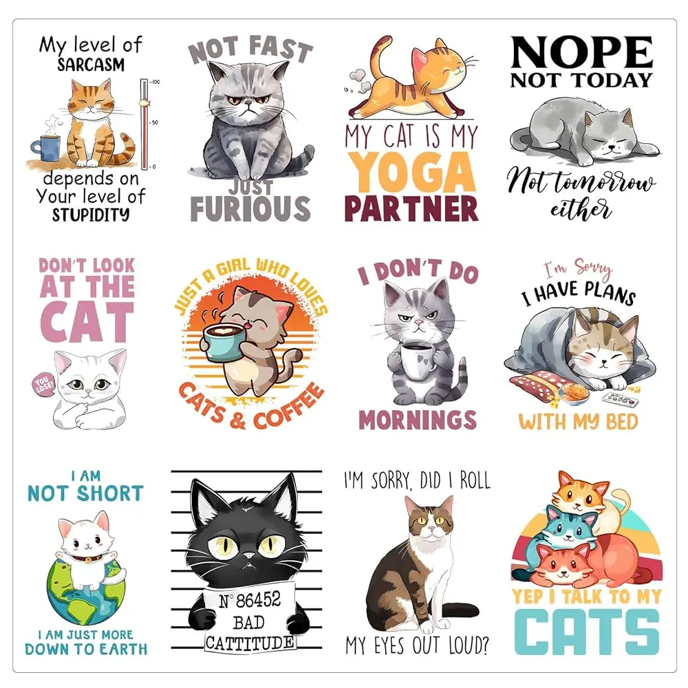 12pcs Kittens Cat Iron on Transfers Heat Transfer Decals Iron on Transfers for T Shirts Patches Sticker for Clothes Pillow Co
12pcs Kittens Cat Iron on Transfers Heat Transfer Decals Iron on Transfers for T Shirts Patches Sticker for Clothes Pillow Co