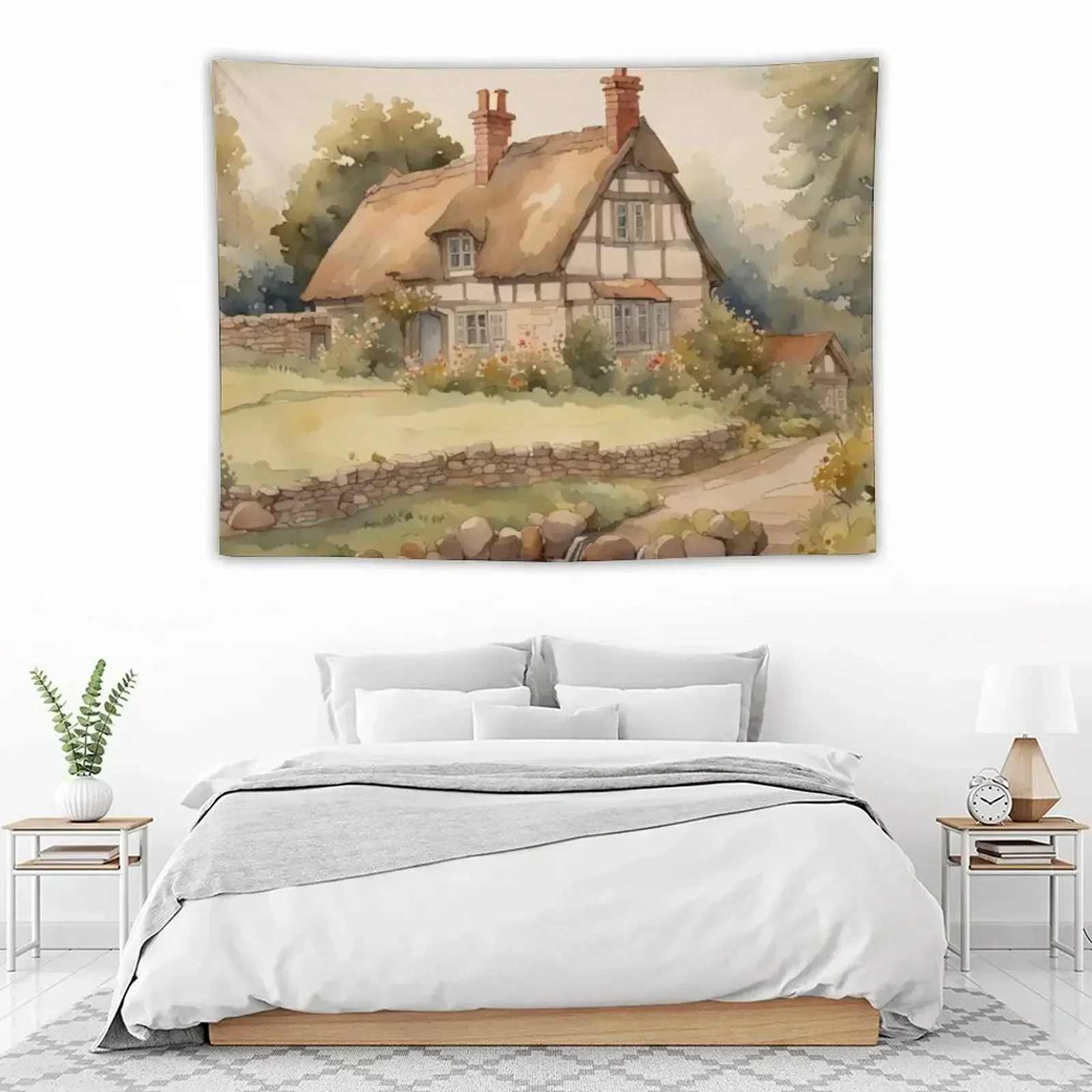 Traditional Old English Medieval Cottage in Summer Watercolor Tapestry Bathroom Decor Room Decor Home Decorating Tapestry
Traditional Old English Medieval Cottage in Summer Watercolor Tapestry Bathroom Decor Room Decor Home Decorating Tapestry