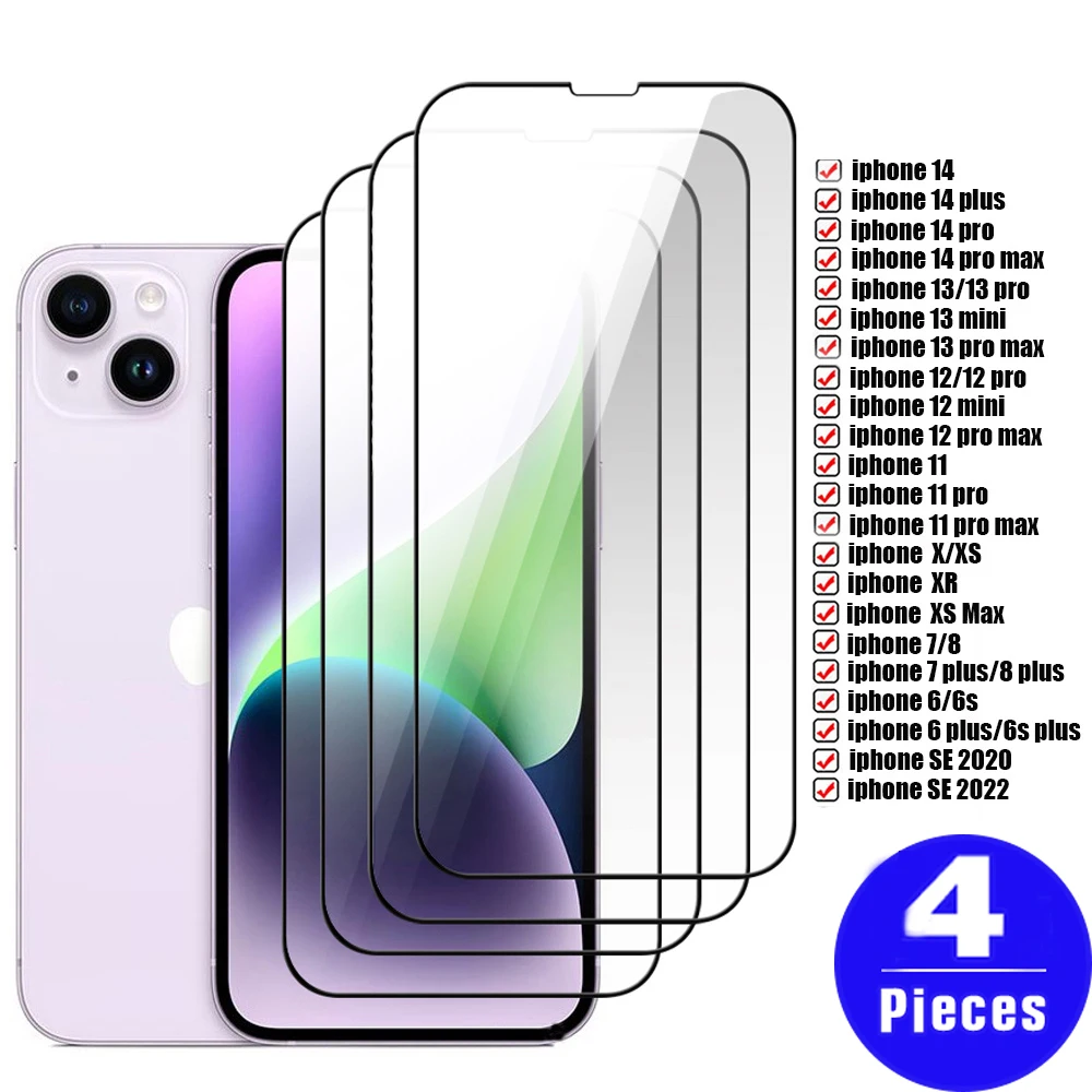 4 шт., защитная пленка для экрана iphone 14 13 pro SE 3, закаленное стекло для iphone 11 12 mini X XS max XR 8 7 plus 6 6s, защитная пленка
4 шт., защитная пленка для экрана iphone 14 13 pro SE 3, закаленное стекло для iphone 11 12 mini X XS max XR 8 7 plus 6 6s, защитная пленка