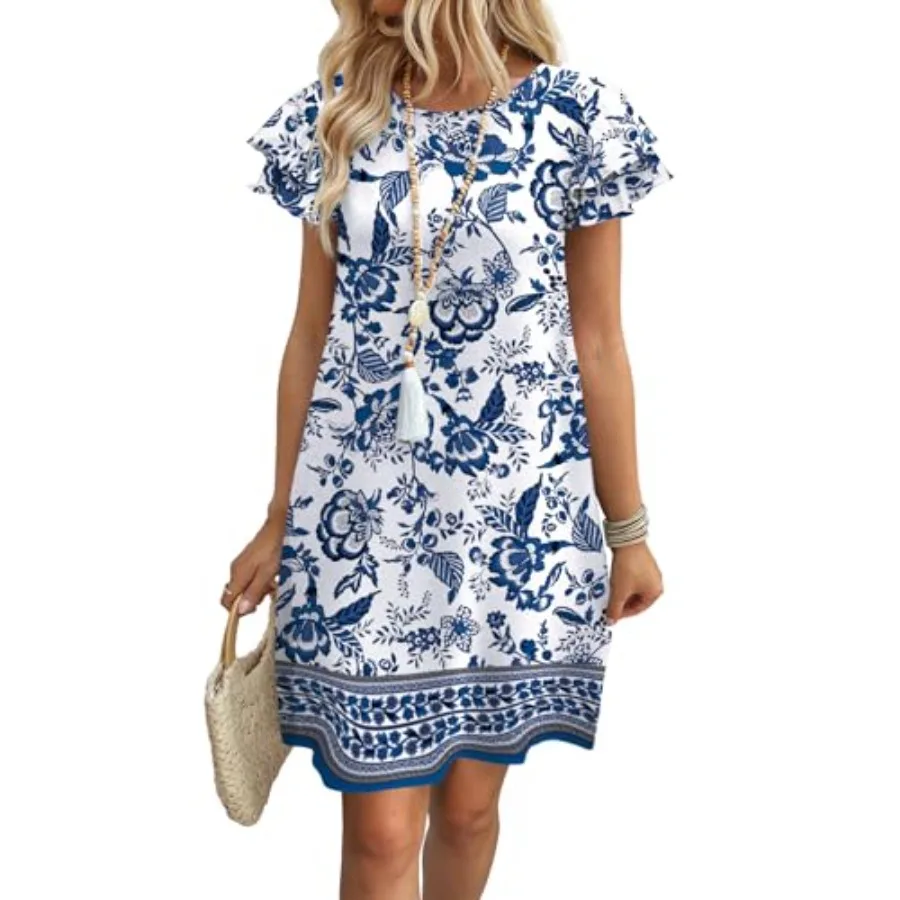 OFEEFAN Womens Summer Dresses Ruffle Sleeve Round Neck Loose Swing Sundresses with Pockets Plain
OFEEFAN Womens Summer Dresses Ruffle Sleeve Round Neck Loose Swing Sundresses with Pockets Plain