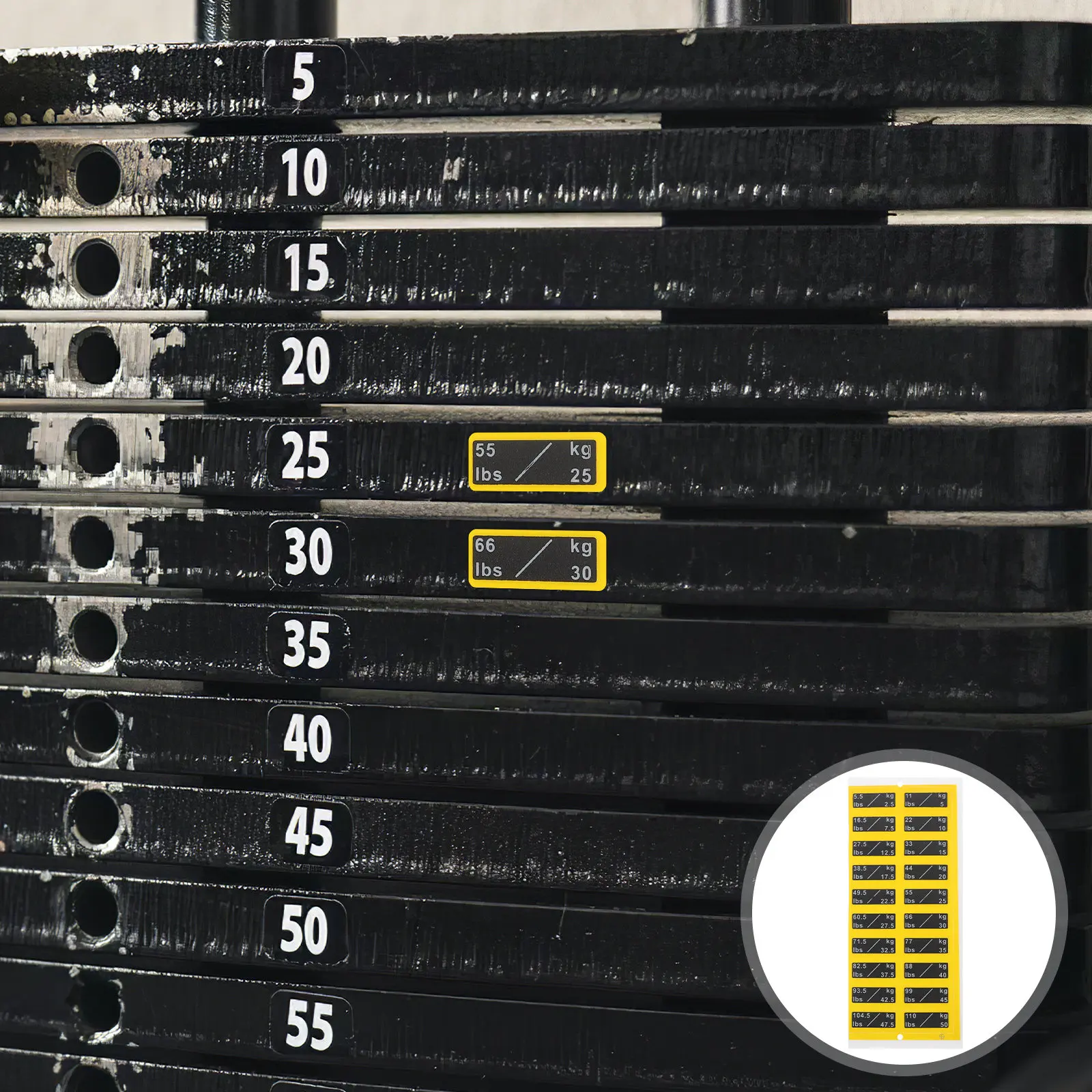 1Set Fitness Equipment Stickers 50-110Lbs 2.5-50Kg Self Adhesive Weight Labels Yellow Black Color Scheme for Gym Weight Blocks
1Set Fitness Equipment Stickers 50-110Lbs 2.5-50Kg Self Adhesive Weight Labels Yellow Black Color Scheme for Gym Weight Blocks