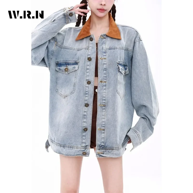 2023 Winter Women's Fashion Single Breasted Y2K Loose Patchwork Coat Korean Casual Turn Down Collar Baggy Blue Denim Jacket
2023 Winter Women's Fashion Single Breasted Y2K Loose Patchwork Coat Korean Casual Turn Down Collar Baggy Blue Denim Jacket