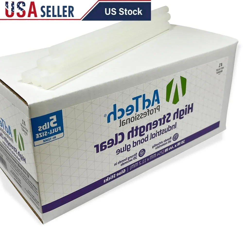 Industrial High Temp Hot Glue Sticks 10" Clear Strong Bond 20 Second Set Time 5# Box Heat Resistant 15,250 cps Softening Point
Industrial High Temp Hot Glue Sticks 10" Clear Strong Bond 20 Second Set Time 5# Box Heat Resistant 15,250 cps Softening Point