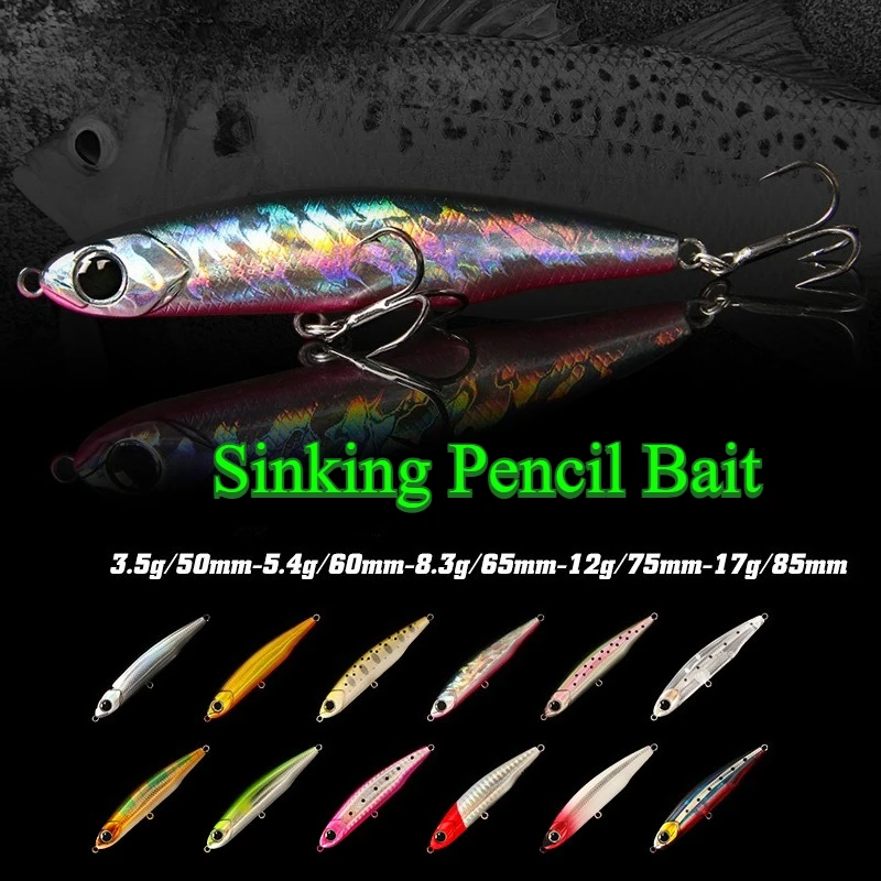 3.5-17g/55mm-85mm Sinking Lead Pencil Silver Fish Lure Artificial Lure Long-Range Casting Lure Black Bass Fishing Tackle
3.5-17g/55mm-85mm Sinking Lead Pencil Silver Fish Lure Artificial Lure Long-Range Casting Lure Black Bass Fishing Tackle