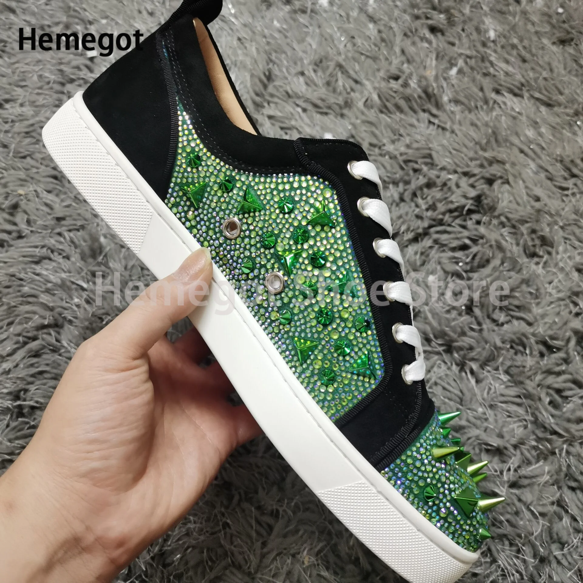 Rhinestone Rivet Casual Flat Shoes Men's Luxury Brand Lace-Up Shoes Low Top Breathable Single Shoes Males Casual Board Shoes
Rhinestone Rivet Casual Flat Shoes Men's Luxury Brand Lace-Up Shoes Low Top Breathable Single Shoes Males Casual Board Shoes