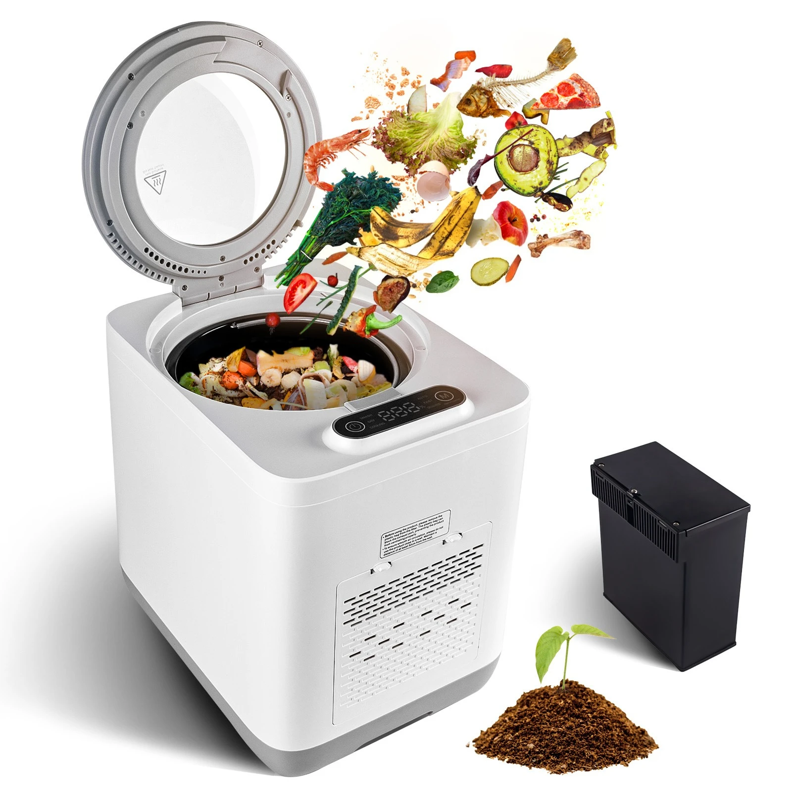 2026 Eco-Friendly Kitchen Food Waste Disposer, 3.8L Large Capacity, Fast Drying Grinding Composter