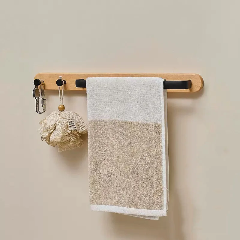 Walnut Bathroom Towel Bar With Hook Wall-mounted Toilet Coat Hook Wood Towel Rack Black Bath Towel Rack Bathroom Accessories
Walnut Bathroom Towel Bar With Hook Wall-mounted Toilet Coat Hook Wood Towel Rack Black Bath Towel Rack Bathroom Accessories