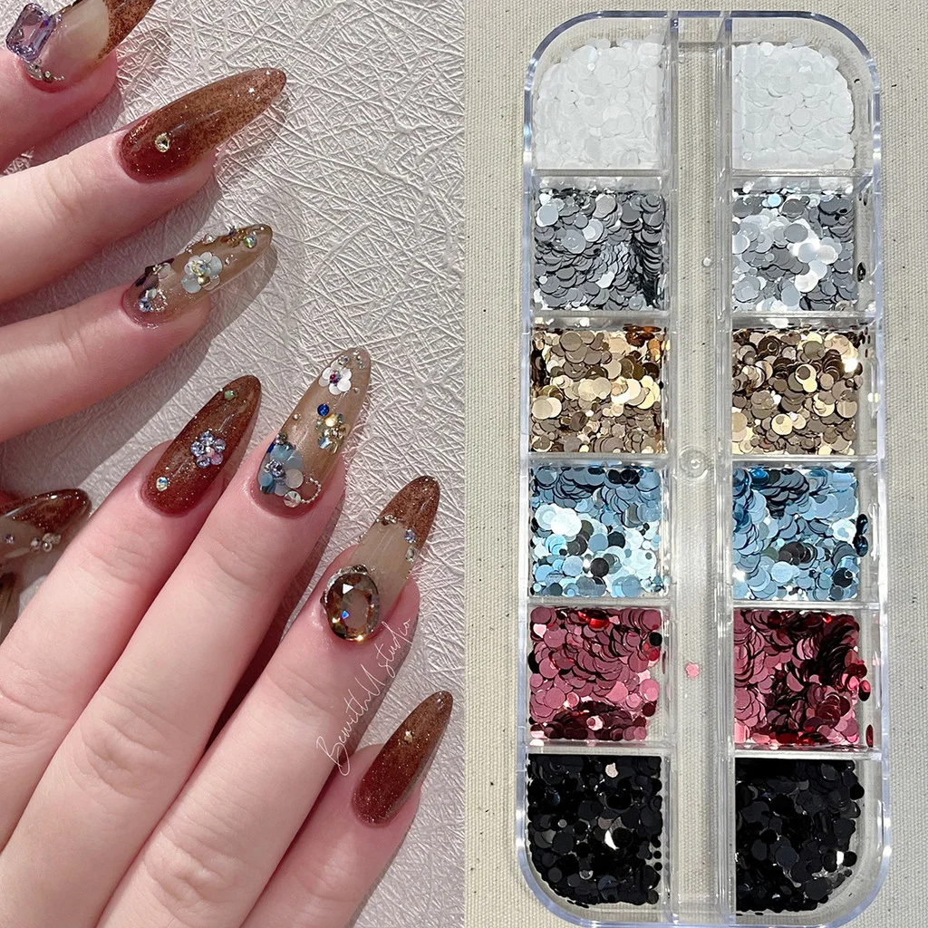 1 piece of 12-grid polka dot glitter nail art accessories, Instagram style; retro floral glitter nail art accessories.
1 piece of 12-grid polka dot glitter nail art accessories, Instagram style; retro floral glitter nail art accessories.