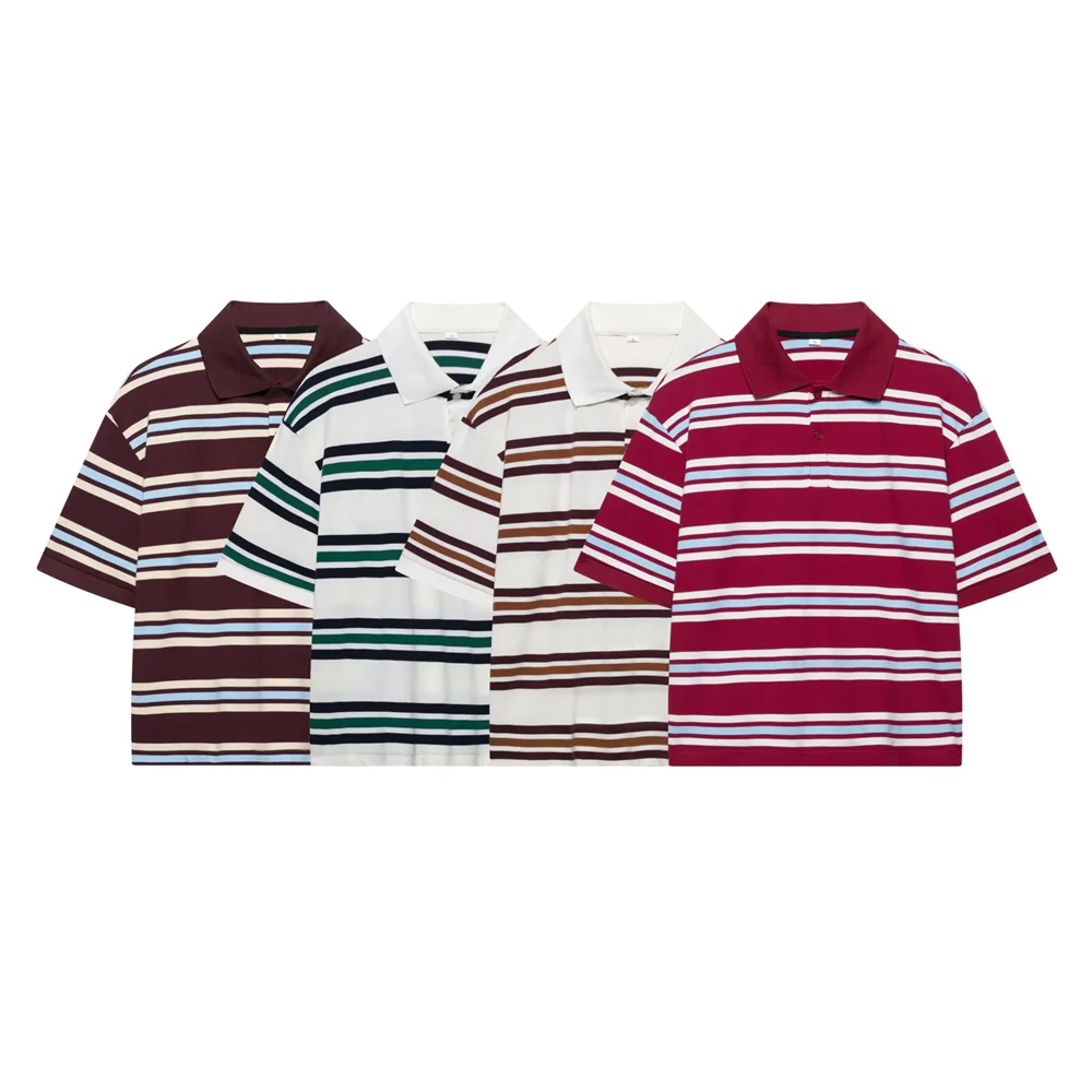 PB&ZA 2025 Women's Short - Sleeve Striped Polo Shirts in Maroon White with Different Stripes for a Casual and Stylish Look
PB&ZA 2025 Women's Short - Sleeve Striped Polo Shirts in Maroon White with Different Stripes for a Casual and Stylish Look