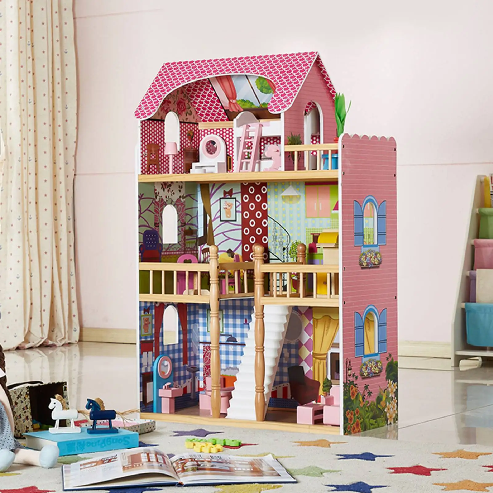 3 Story Doll House Doll Cottage 3 Story Wooden Dollhouse with 14 Accessories Balcony Stairs for Boys Girls 3 Years Old Gifts
3 Story Doll House Doll Cottage 3 Story Wooden Dollhouse with 14 Accessories Balcony Stairs for Boys Girls 3 Years Old Gifts