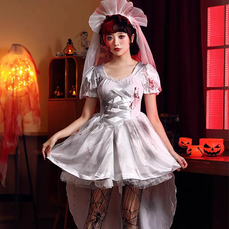 Adult Halloween Terror Ghost Bride Long Dress Zombie Costume Women's Performance Outfit Ethnic Stage Clothing
Adult Halloween Terror Ghost Bride Long Dress Zombie Costume Women's Performance Outfit Ethnic Stage Clothing