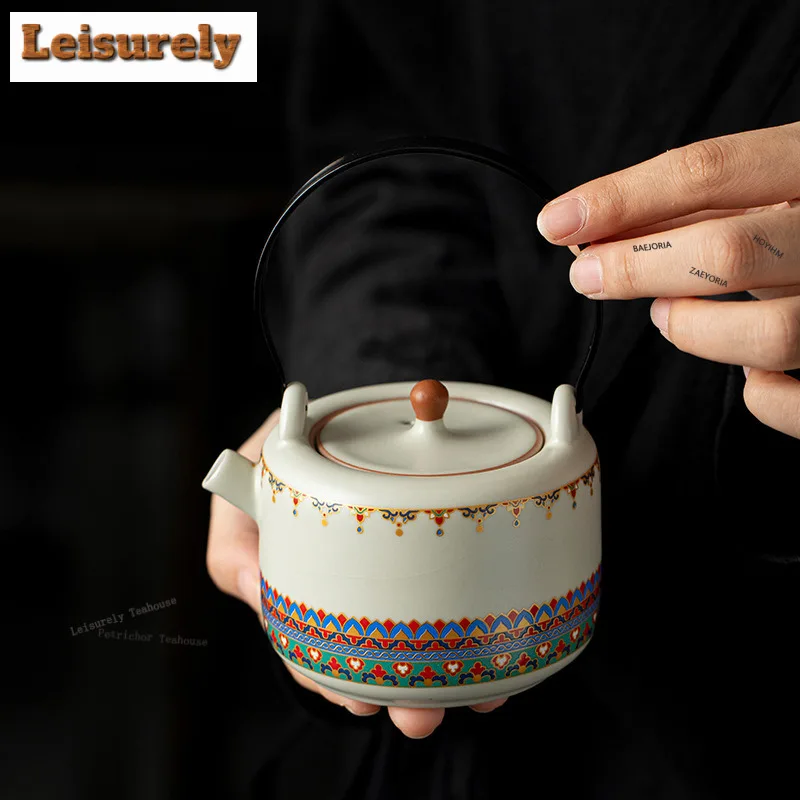230ml Dunhuang Ru Kiln Teapot Ancient Tea Infuser Pot Tea Making Kettle With Strainer Tieguanyin For Tea Supplies Decoration
230ml Dunhuang Ru Kiln Teapot Ancient Tea Infuser Pot Tea Making Kettle With Strainer Tieguanyin For Tea Supplies Decoration