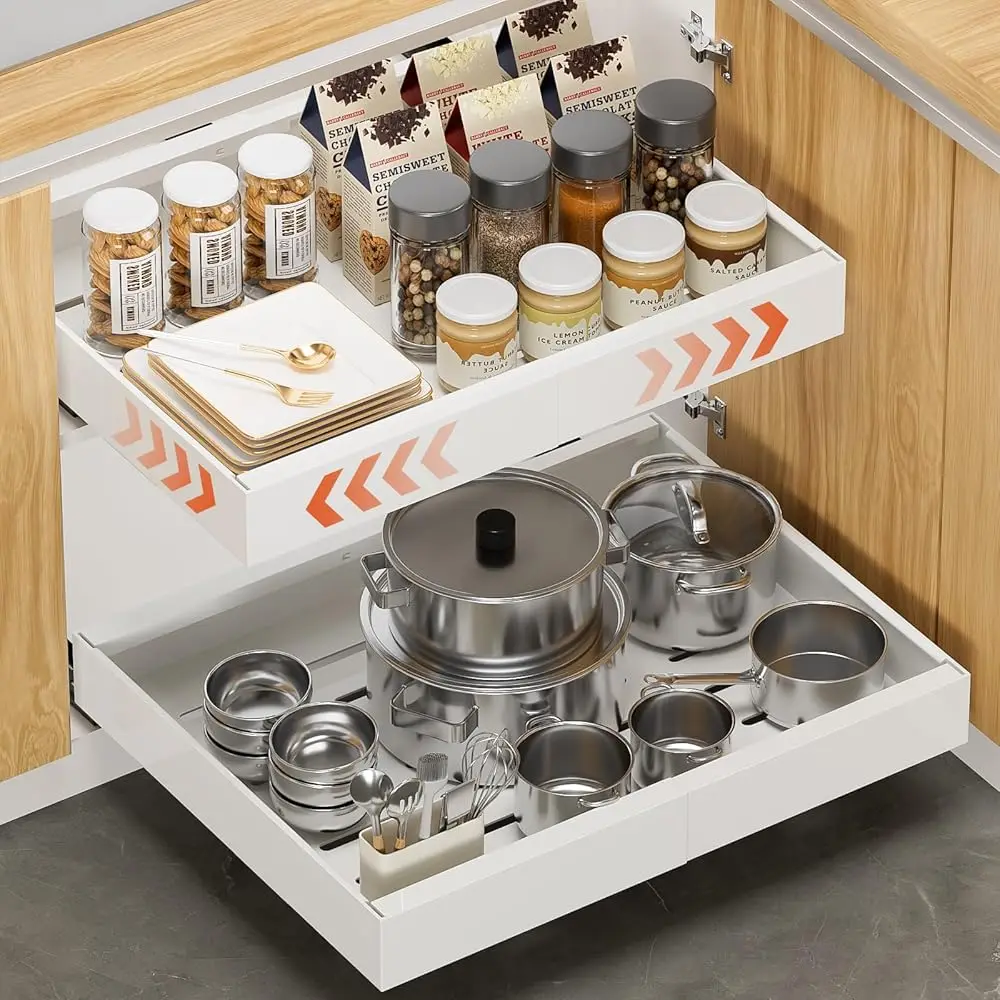 2 Pa 16.5"" Deep Pull Out Cabinet Organizer, Upgrade 3 Slide Rails Slide Out Drawers For Kitchen Cabinets, Adjustable Width
2 Pa 16.5"" Deep Pull Out Cabinet Organizer, Upgrade 3 Slide Rails Slide Out Drawers For Kitchen Cabinets, Adjustable Width