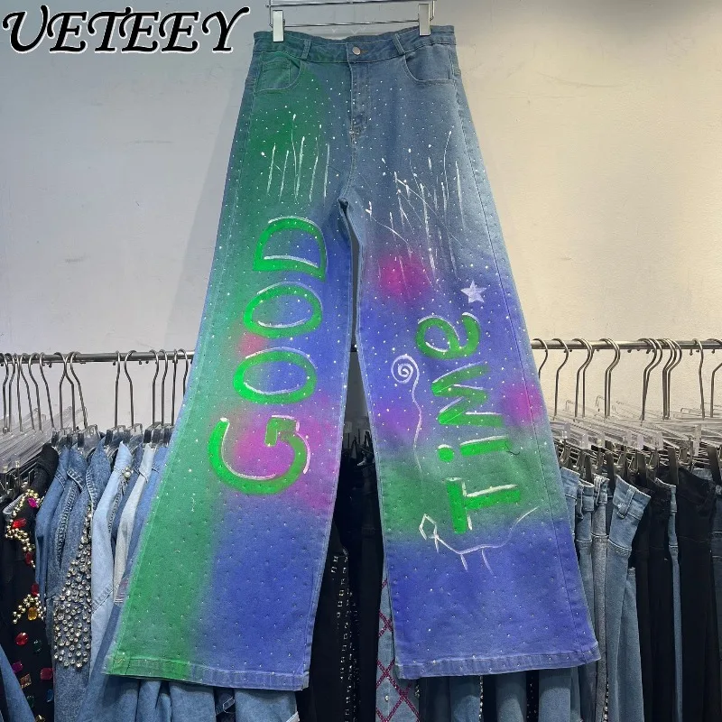 American Retro Colorful Graffiti Letter Jeans for Women 2025 Summer New High Waist Wide Leg Loose Heavy Craft Long Pants
American Retro Colorful Graffiti Letter Jeans for Women 2025 Summer New High Waist Wide Leg Loose Heavy Craft Long Pants
