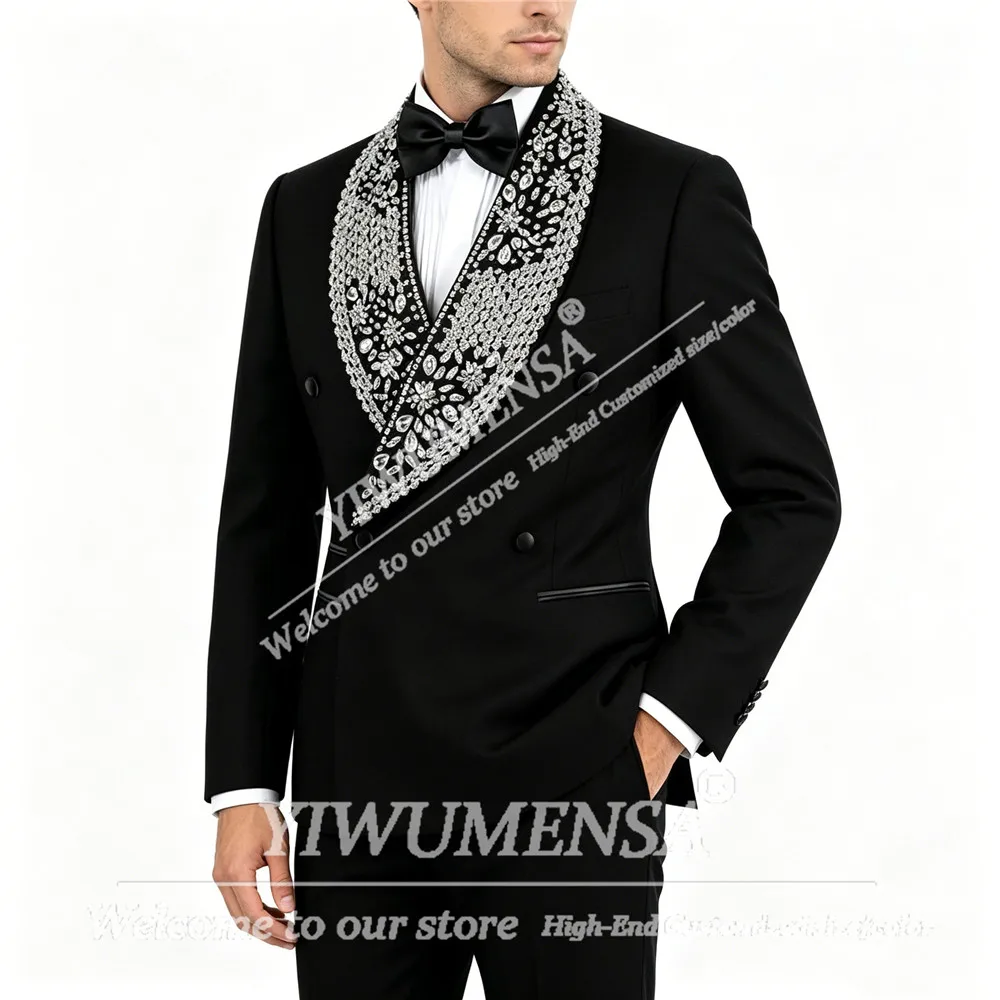 Brilliant Suit Men 2 Piece Sets Rhinestones Beaded Jacket Pants Customized Doubel Breasted Groom Wedding Tuxedos Ropa Hombre
Brilliant Suit Men 2 Piece Sets Rhinestones Beaded Jacket Pants Customized Doubel Breasted Groom Wedding Tuxedos Ropa Hombre