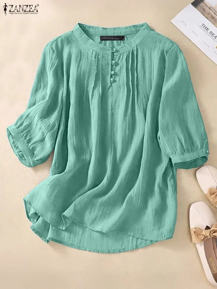 ZANZEA Fashion Solid Blouse Women O Neck Tops 2025 3/4 Sleeve Elegant OL Work Tunic Solid Color Casual Loose Pullovers Oversized
ZANZEA Fashion Solid Blouse Women O Neck Tops 2025 3/4 Sleeve Elegant OL Work Tunic Solid Color Casual Loose Pullovers Oversized