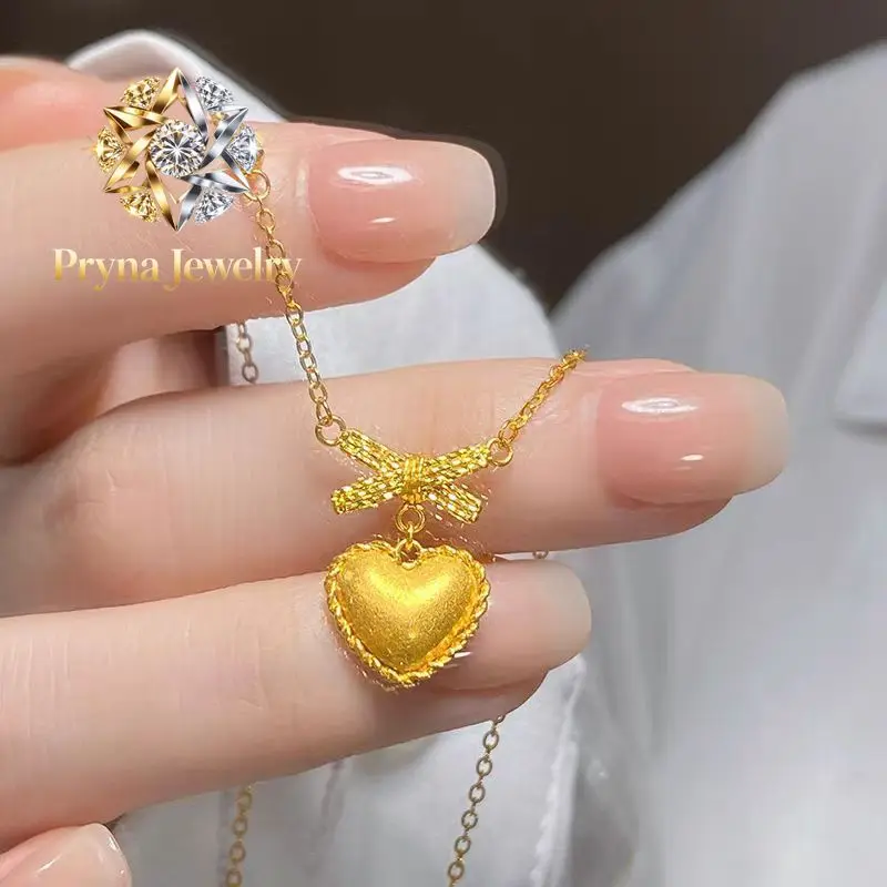 Pryna Jewelry 9999 24K real gold Love bow necklace gold collarbone chain new Valentine's Day gift to girlfriend
Pryna Jewelry 9999 24K real gold Love bow necklace gold collarbone chain new Valentine's Day gift to girlfriend
