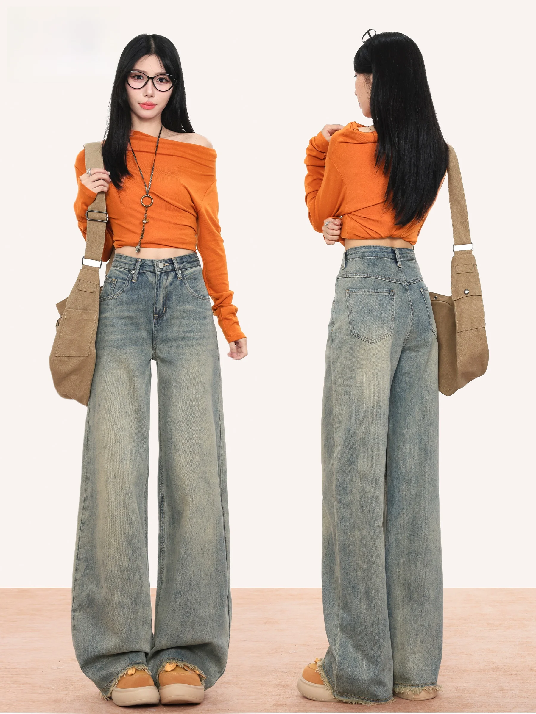American Style High Waist Wide Leg Jeans Women's Autumn Winter New Washed Straight Cut Trousers Wear Resistant Cotton Denim
American Style High Waist Wide Leg Jeans Women's Autumn Winter New Washed Straight Cut Trousers Wear Resistant Cotton Denim