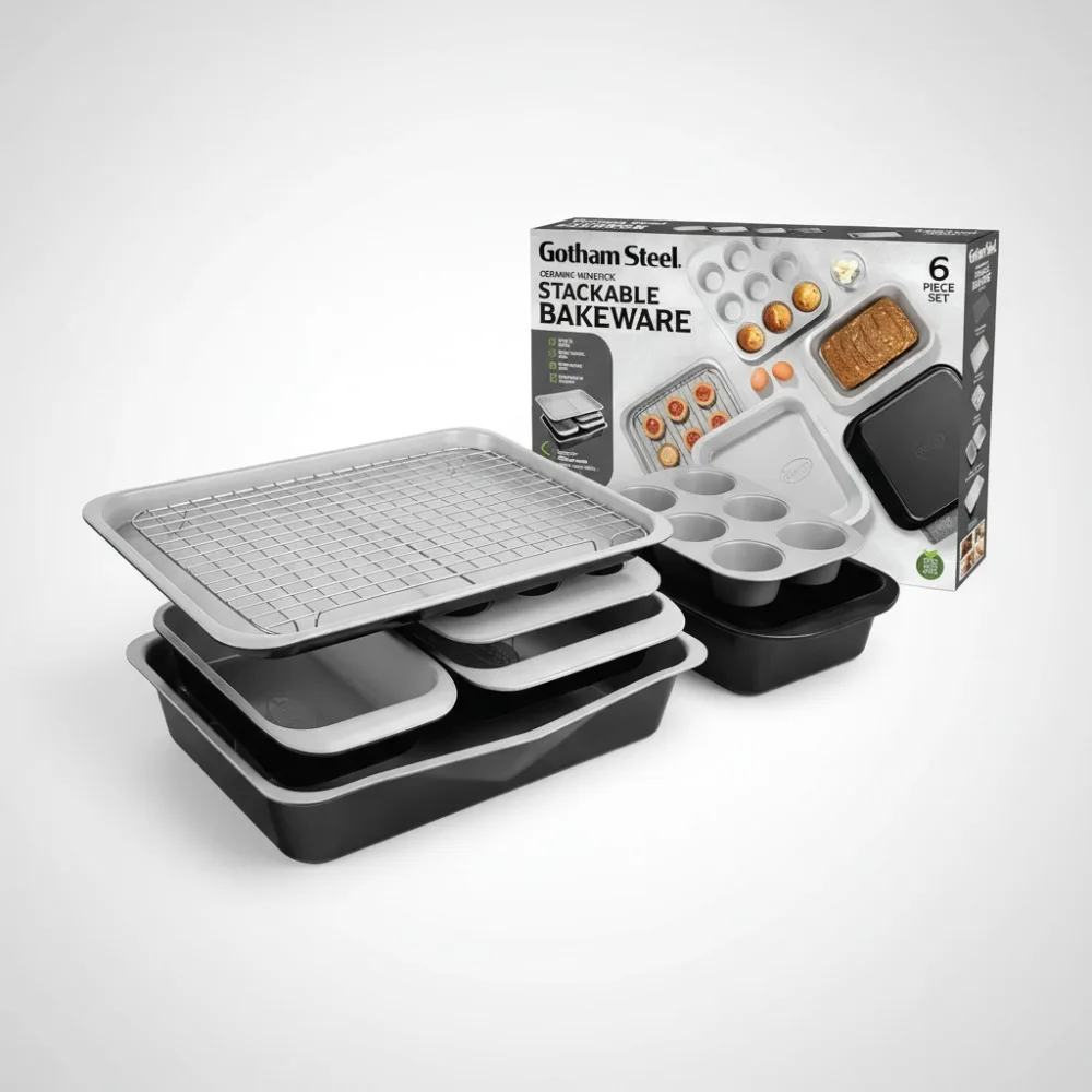 Набор из 6 предметов, штабелируемые формы для выпечки, 70% экономия места, нетоксичные керамические формы для выпечки с листом для печенья и форма для кексов
Набор из 6 предметов, штабелируемые формы для выпечки, 70% экономия места, нетоксичные керамические формы для выпечки с листом для печенья и форма для кексов
