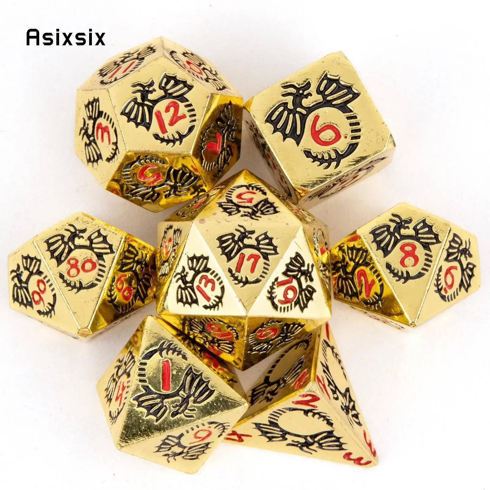 7 Pcs Yellow Dragon Metal Dice Solid Metal Polyhedral Dice Set Suitable For Role-Playing RPG Gift Card Game
7 Pcs Yellow Dragon Metal Dice Solid Metal Polyhedral Dice Set Suitable For Role-Playing RPG Gift Card Game