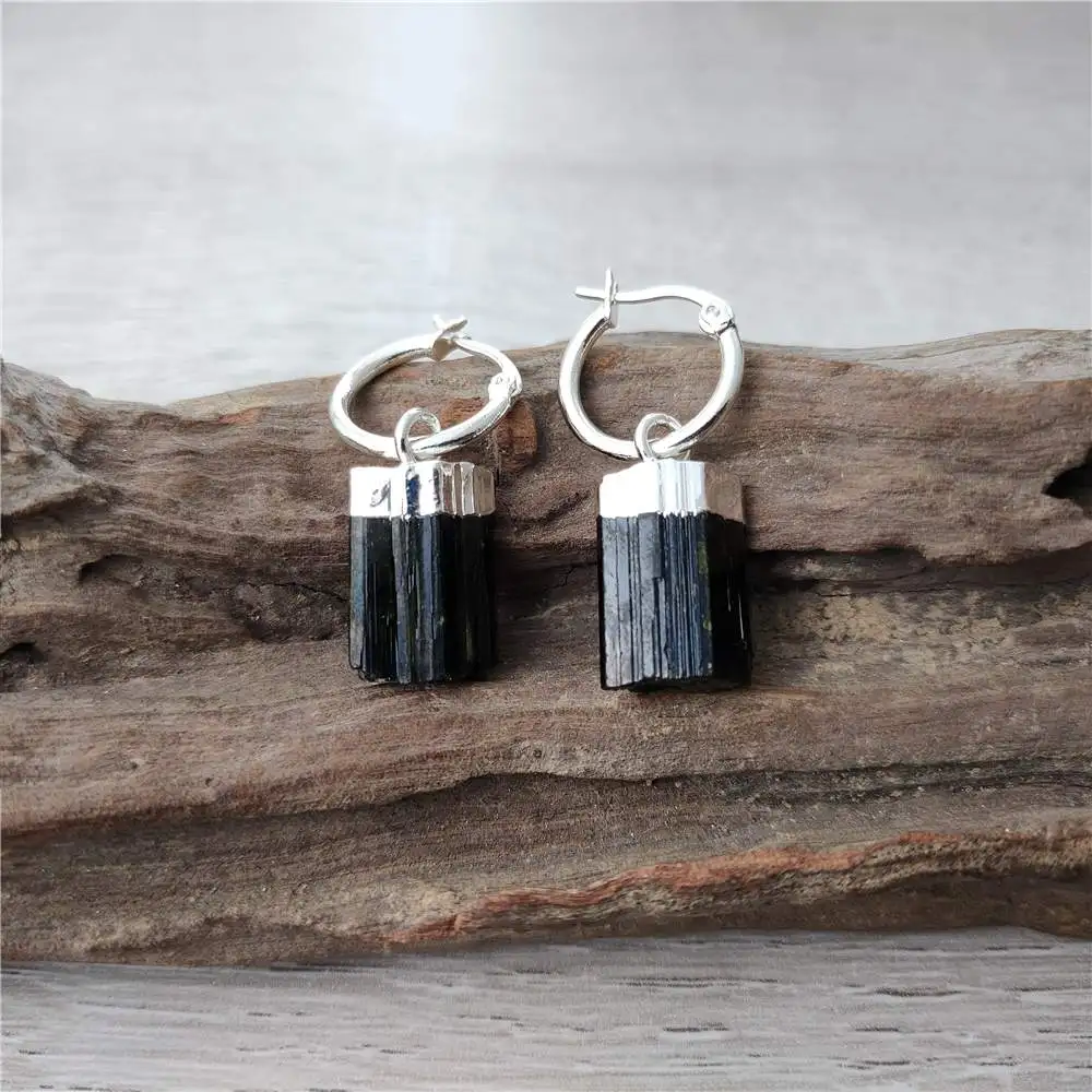 FUWO 1Pairs Natural Green&Black Tourmaline Hoop Earrings,Silver Color Plated Semi-precious stone jewelry ER410Y
FUWO 1Pairs Natural Green&Black Tourmaline Hoop Earrings,Silver Color Plated Semi-precious stone jewelry ER410Y