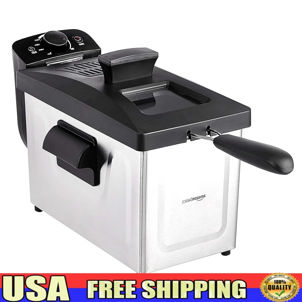 1500W Electric Deep Fryer 3.2Qt Adjustable Temperature Stainless Steel Easy Draining Basket Transparent Viewing Window Family
1500W Electric Deep Fryer 3.2Qt Adjustable Temperature Stainless Steel Easy Draining Basket Transparent Viewing Window Family