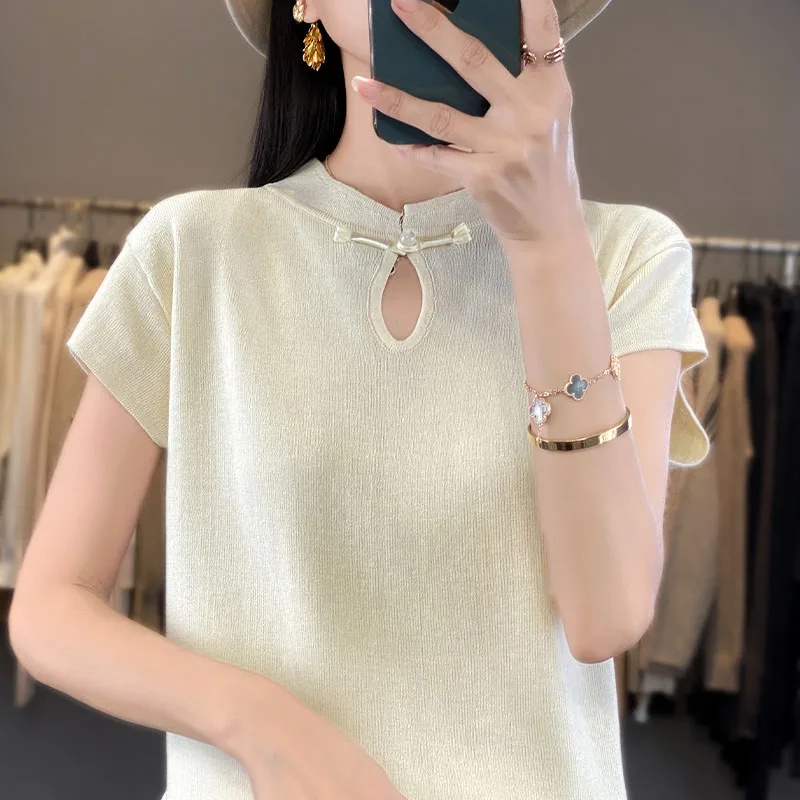 2024 Summer New Ice Silk Short sleeved T-shirt Women's Loose Pullover Women's Top
2024 Summer New Ice Silk Short sleeved T-shirt Women's Loose Pullover Women's Top