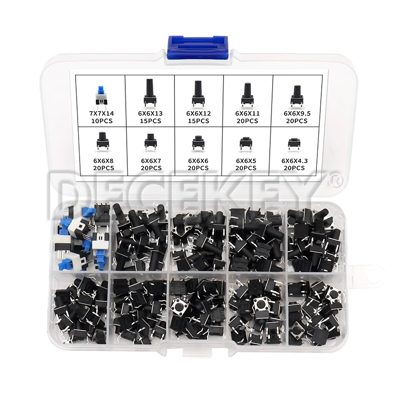 10 Types of 180pcs Button Switch Direct Insertion Light Touch Switch Button Switch Classification Box Kit
10 Types of 180pcs Button Switch Direct Insertion Light Touch Switch Button Switch Classification Box Kit